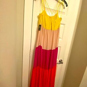 Express NWT Colorblock full length breathtaking sz M maxi summer dress